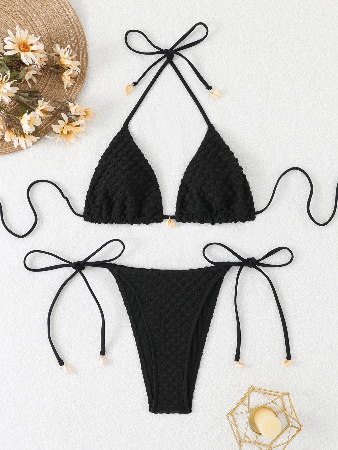 Binding three-point bikini