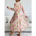 Printed long sleeved sunscreen three piece bikini set