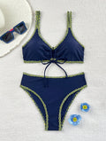 High waisted tied leopard print bikini swimsuit