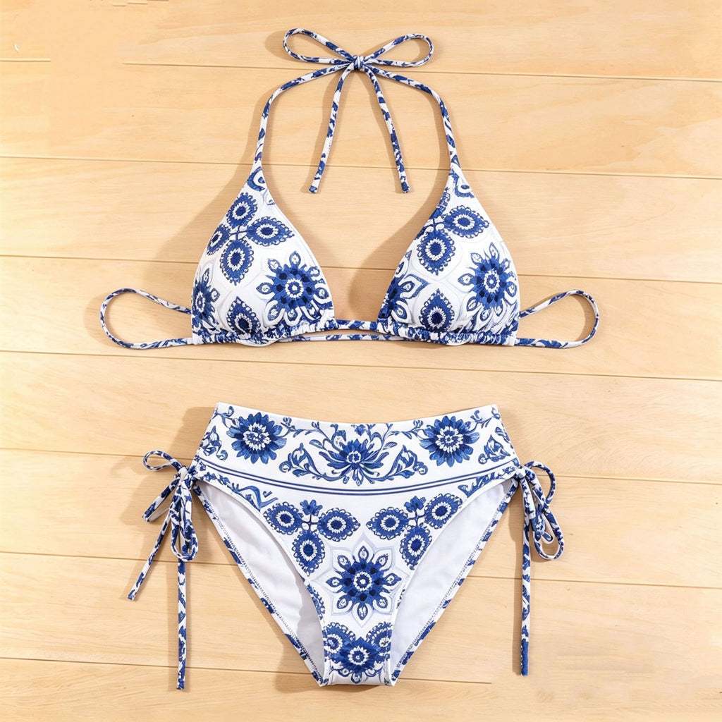 Printed Push-Up Sexy Beach Vacation Women's Tie-Back Bikini Set Separated Swimsuit