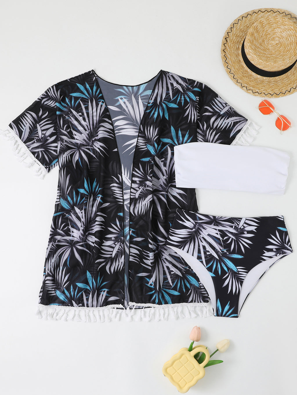 Sunscreen three piece bikini set