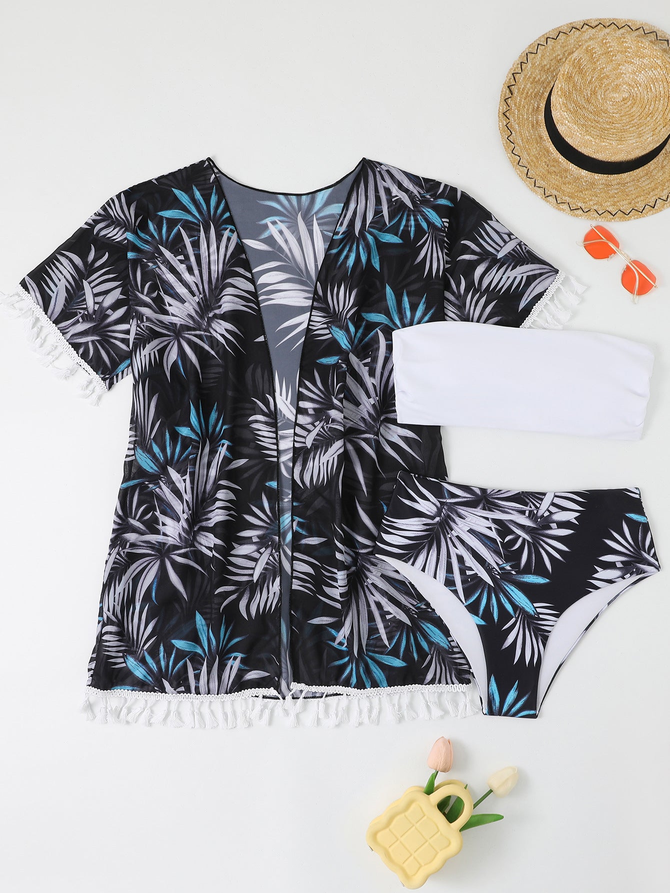Sunscreen three piece bikini set