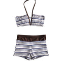Color blocked striped shorts summer women's swimsuit