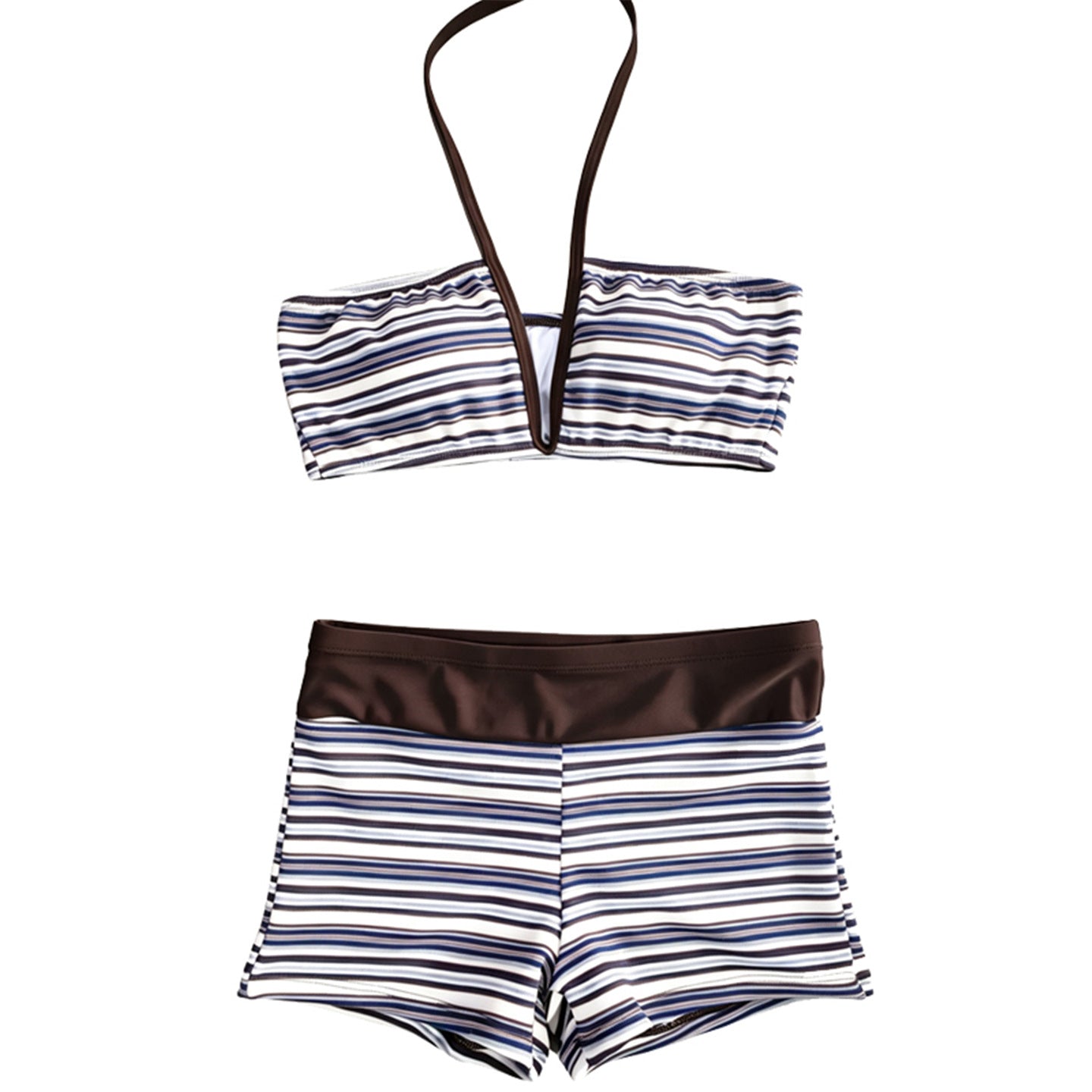 Color blocked striped shorts summer women's swimsuit