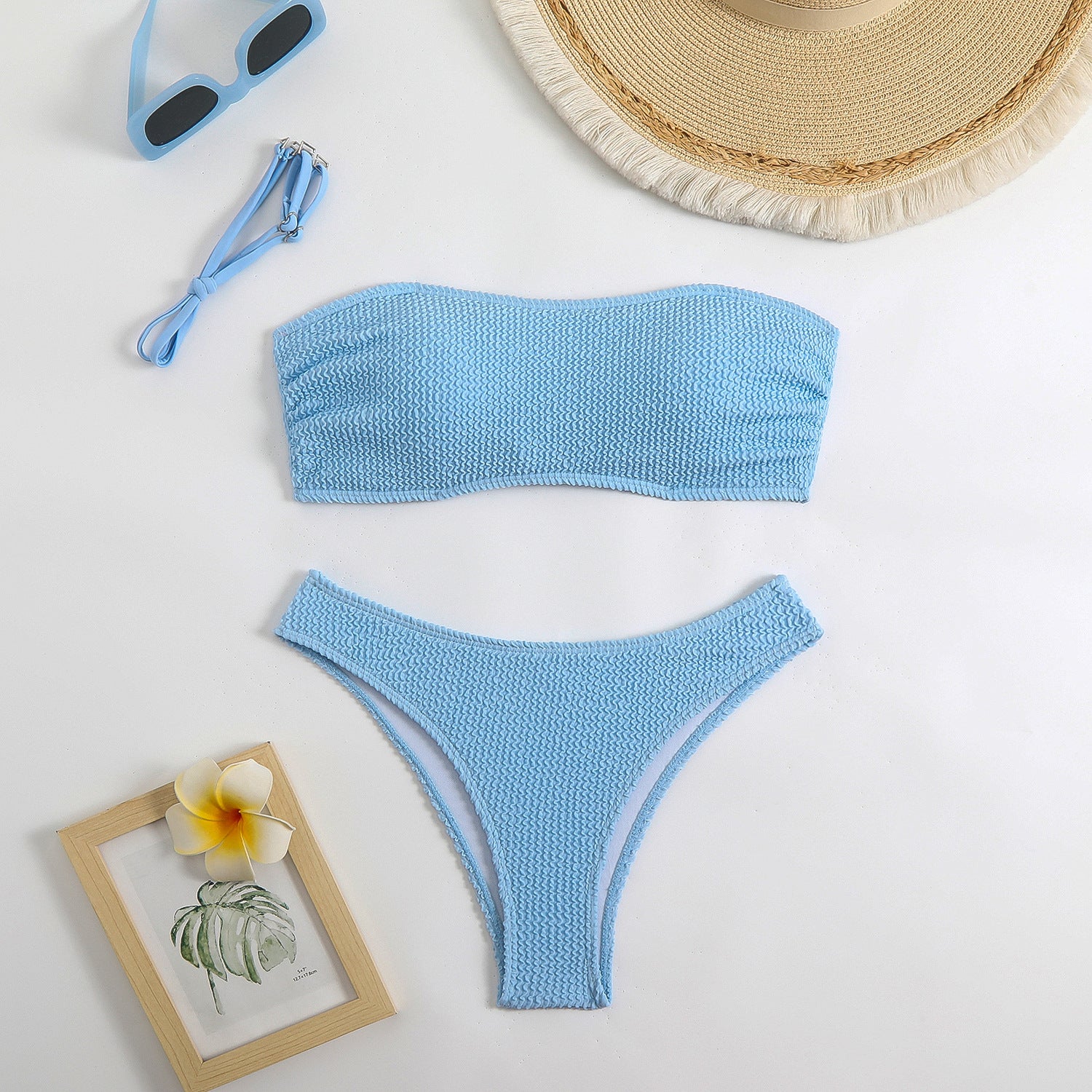 Split swimsuit solid color snake cloth multi-color