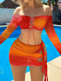 Hooded Mesh Long Sleeve Beach Dress for Women