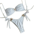 solid color two-piece swimsuit starfish sexy strap drawstring bikini