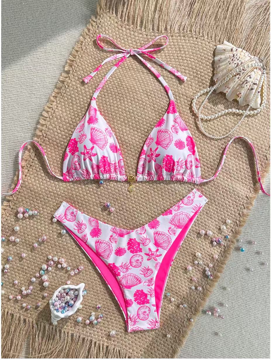 Swimwear Printed Tie-Up Sexy Three-Piece Separated Bikini Swimsuit Bikini