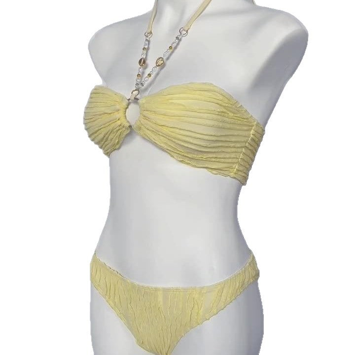 sexy bikini with pearl chain strap women's two-piece swimsuit halter neck bikini