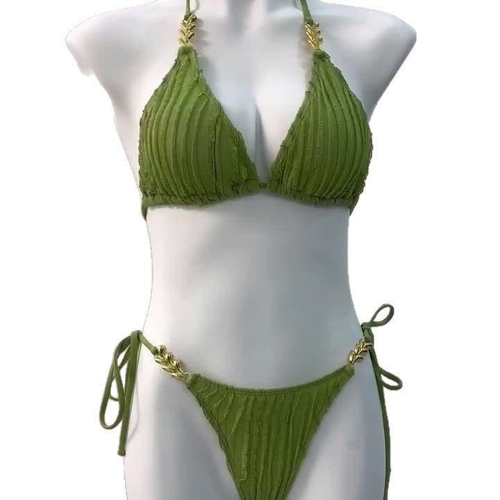Swimwear  Female  Neckline Tie Sexy Two-Piece Three-Point Design