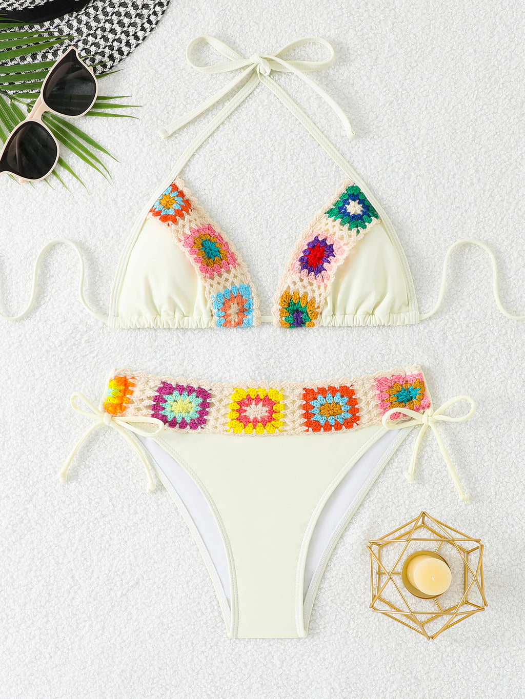 Solid color women's bikini three-point bikini