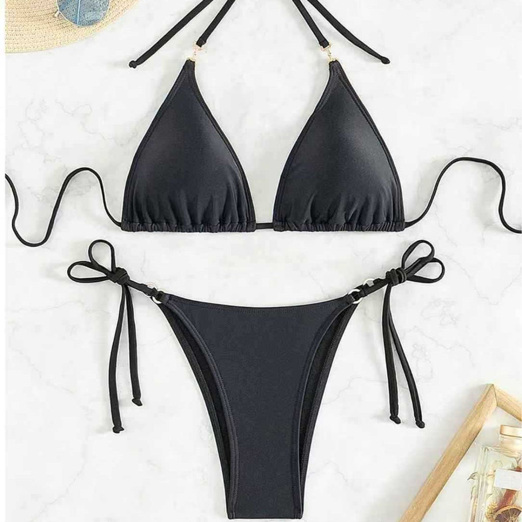 Sexy Thin Bikini Set Women's Three-Piece Strappy Separated Swimsui Swimwear
