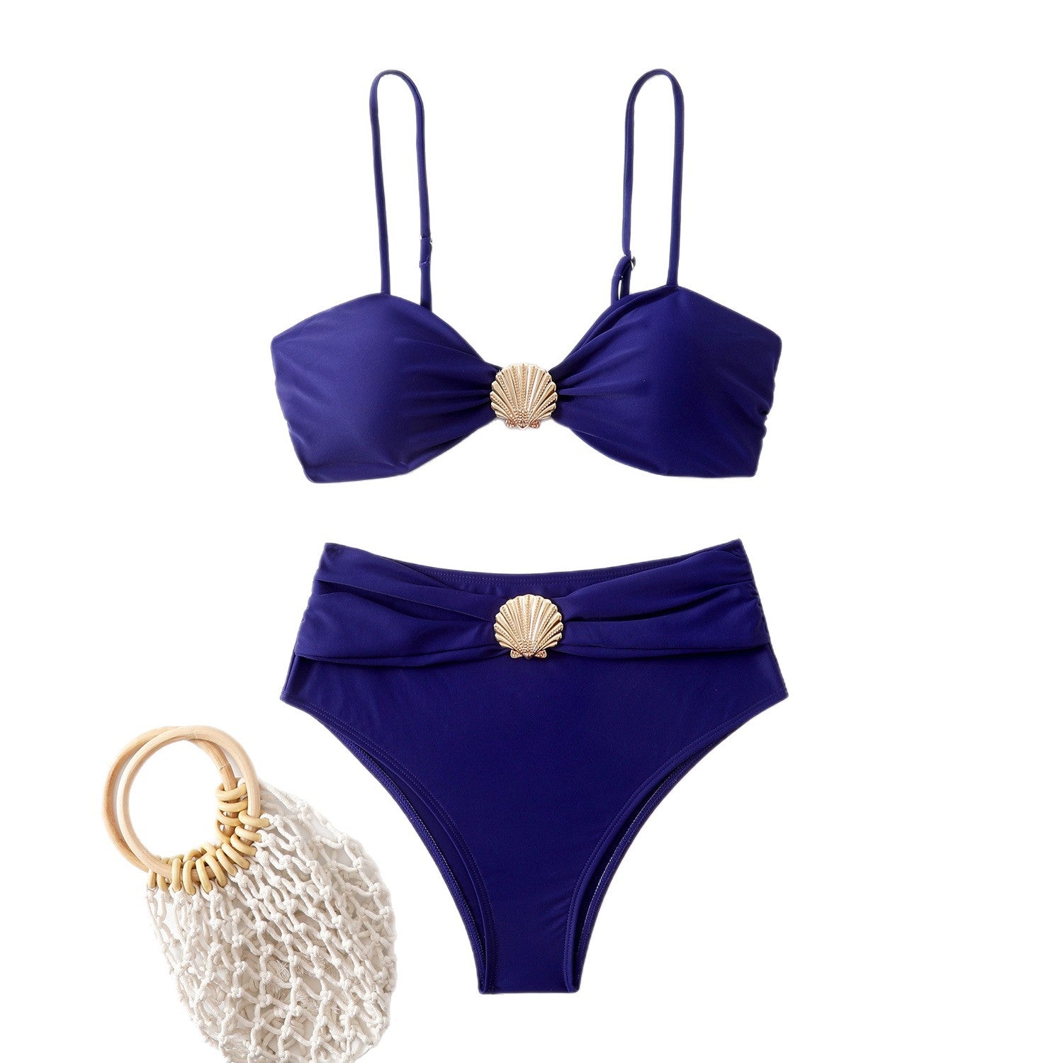 Women's Two-Piece Swimsuit Sexy Shell Buckle Triangular Cup Swimwear Plus Size