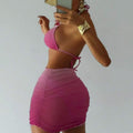 Gradient Two-Piece Swimsuit for Women with Sexy 3D Flower Detailing and Triangular Bikini Bottoms