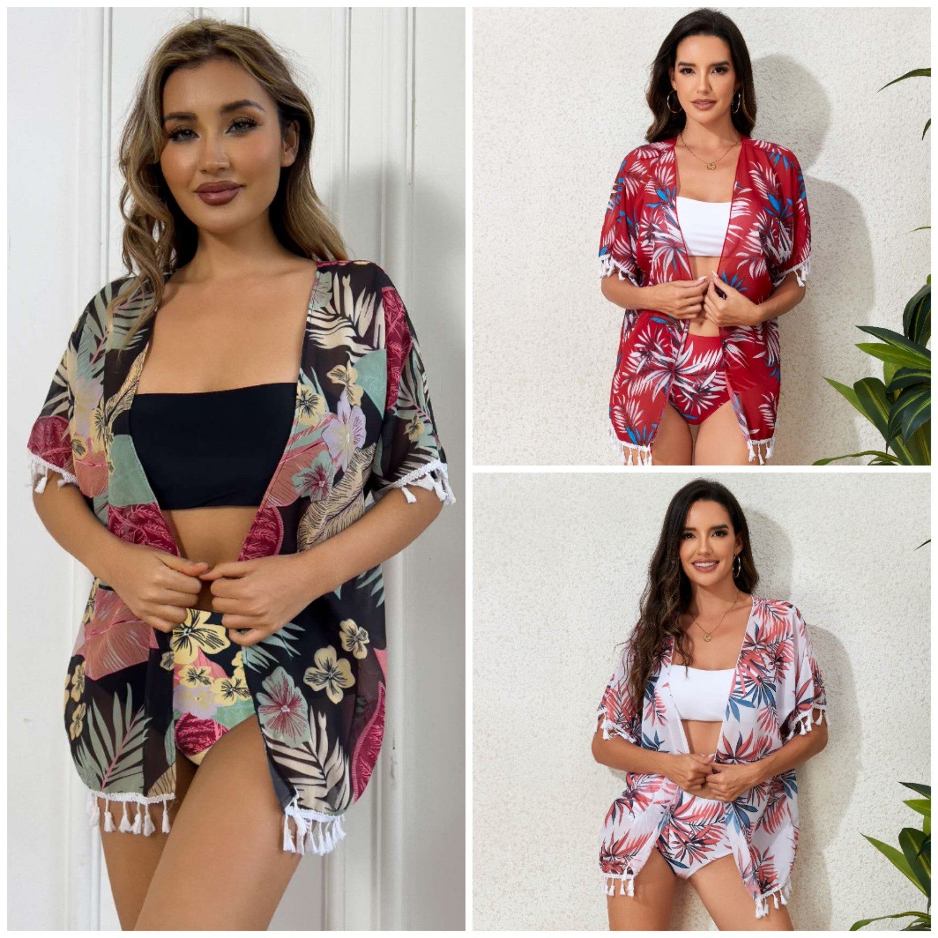 Sunscreen three piece bikini set