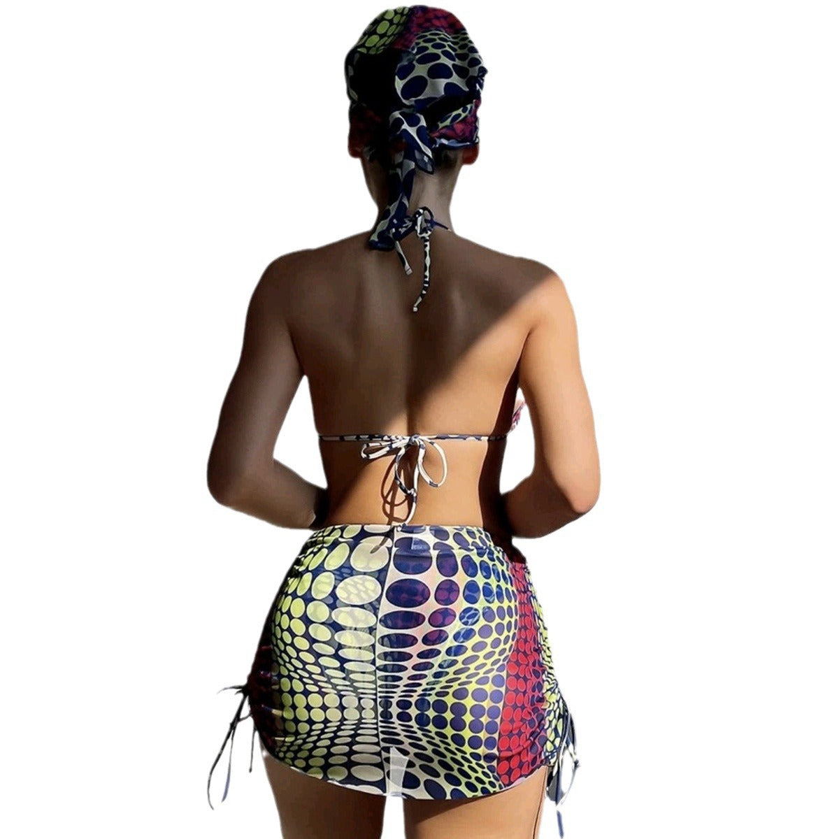 Headscarf skirt style bikini women's swimsuit four piece set