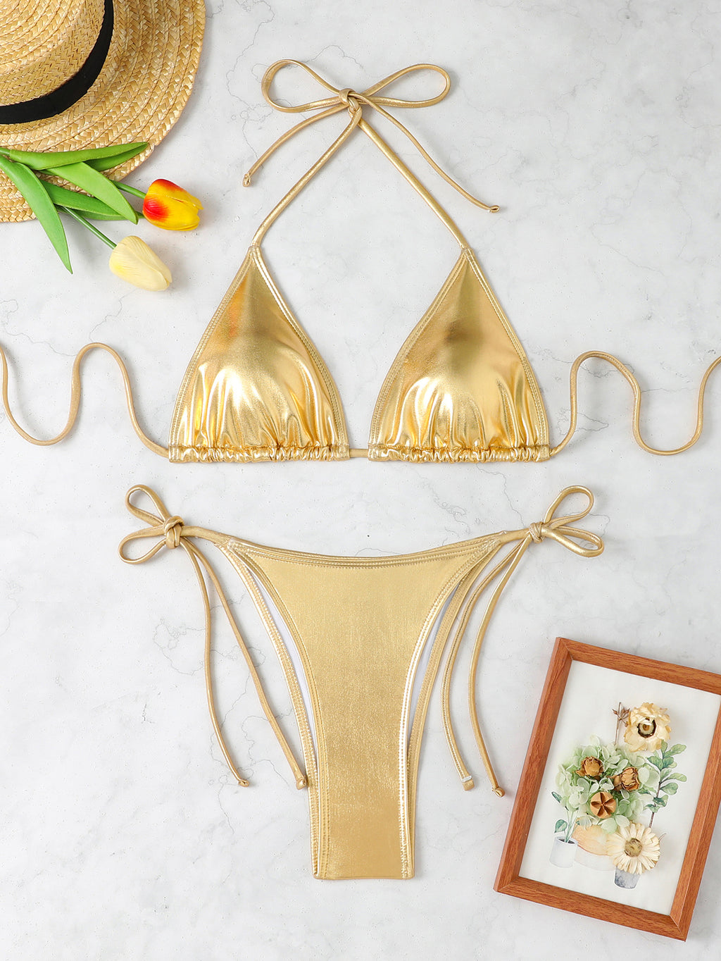 Tie up three-point bikini