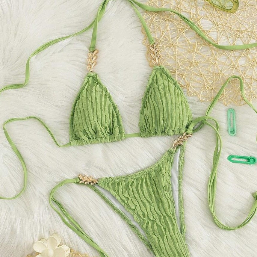 Swimwear  Female  Neckline Tie Sexy Two-Piece Three-Point Design