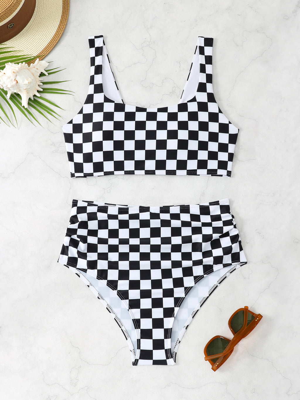 High waisted minimalist split swimsuit for women