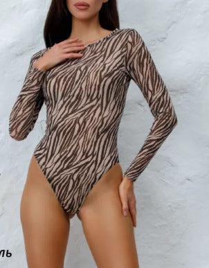 One-Piece Swimsuit Long Sleeve Sexy Fitted Women's Swimwear