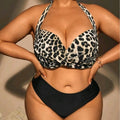 Split high waisted leopard print bikini bikini