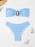 Striped strapless bikini swimsuit for women, bikini
