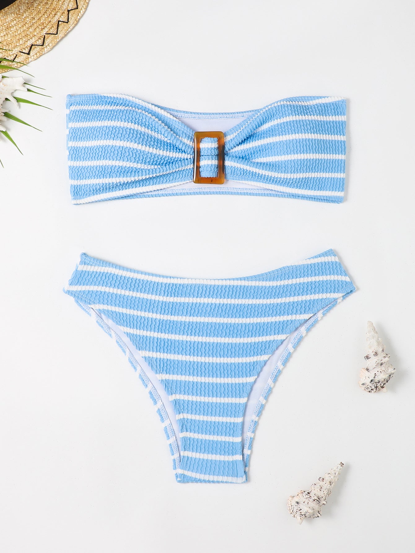 Striped strapless bikini swimsuit for women, bikini