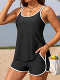 Color blocked shoulder strap split bikini swimsuit for women