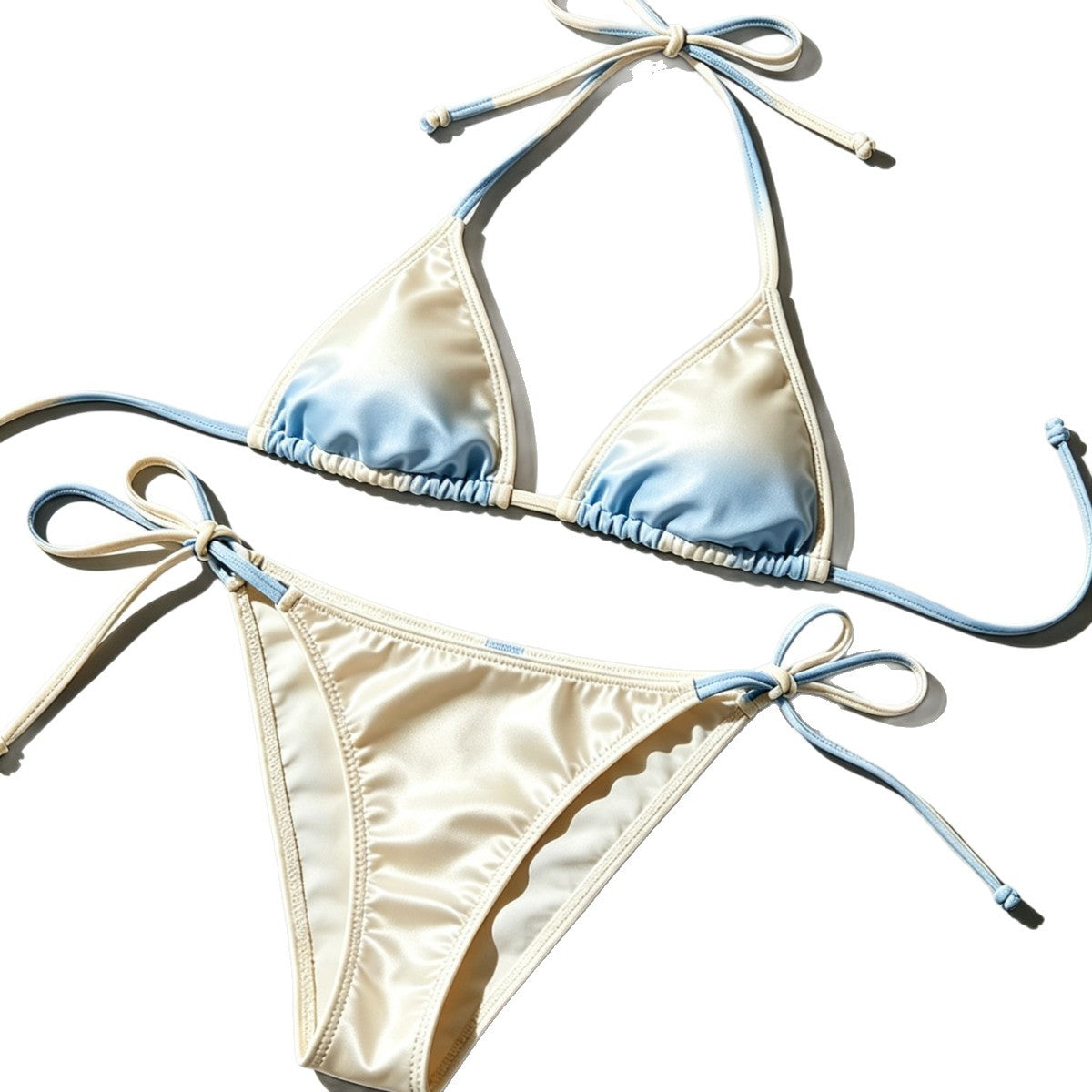 Backless Slimming Gradient Strap Neck Two-Piece Bikini for Beach Pool Hot Spring