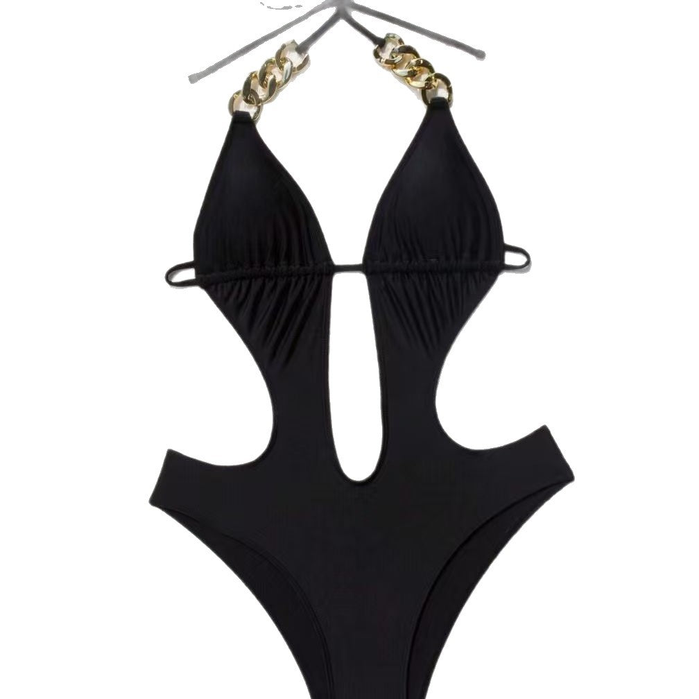 One-Piece Swimsuit with Hollow-Out Design Bikini-Style Swimwear for Women
