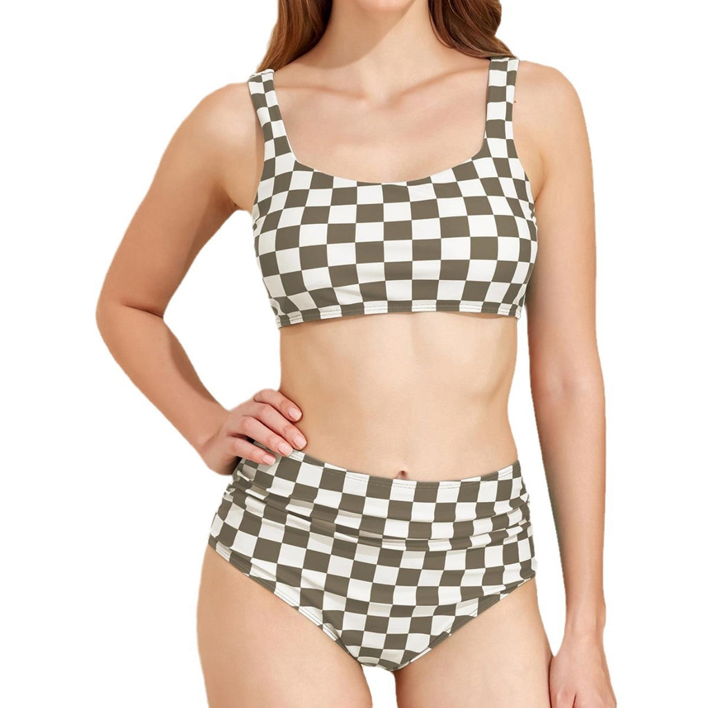 High waisted minimalist split swimsuit for women