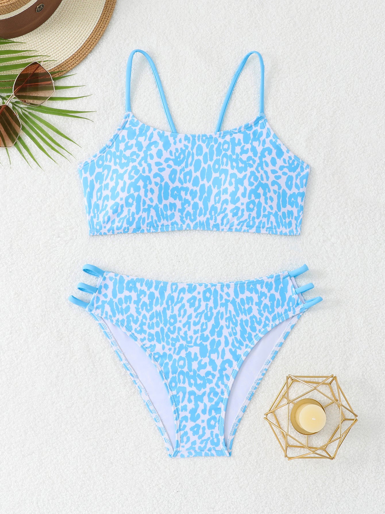 Leopard print two-piece bikini swimsuit for women