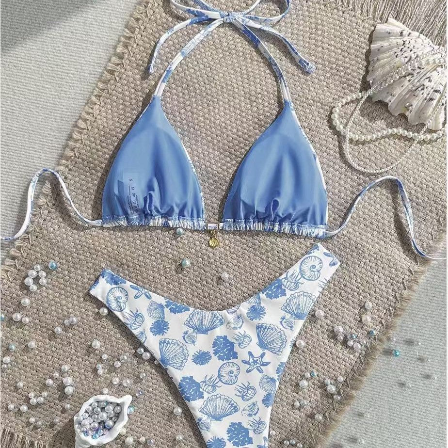 Swimwear Printed Tie-Up Sexy Three-Piece Separated Bikini Swimsuit Bikini