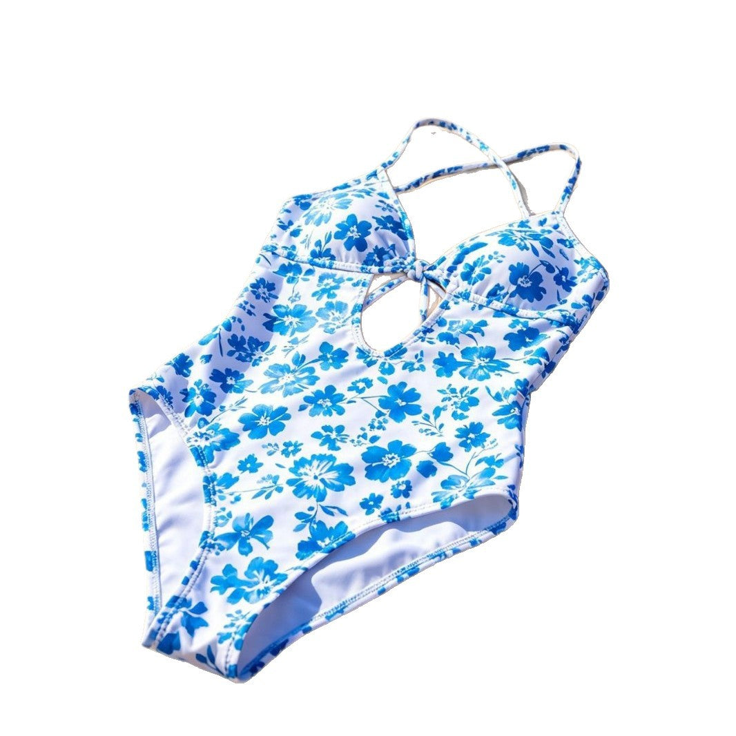 Casual Printed Hollow-Out Backless Beach Swimwear for Women