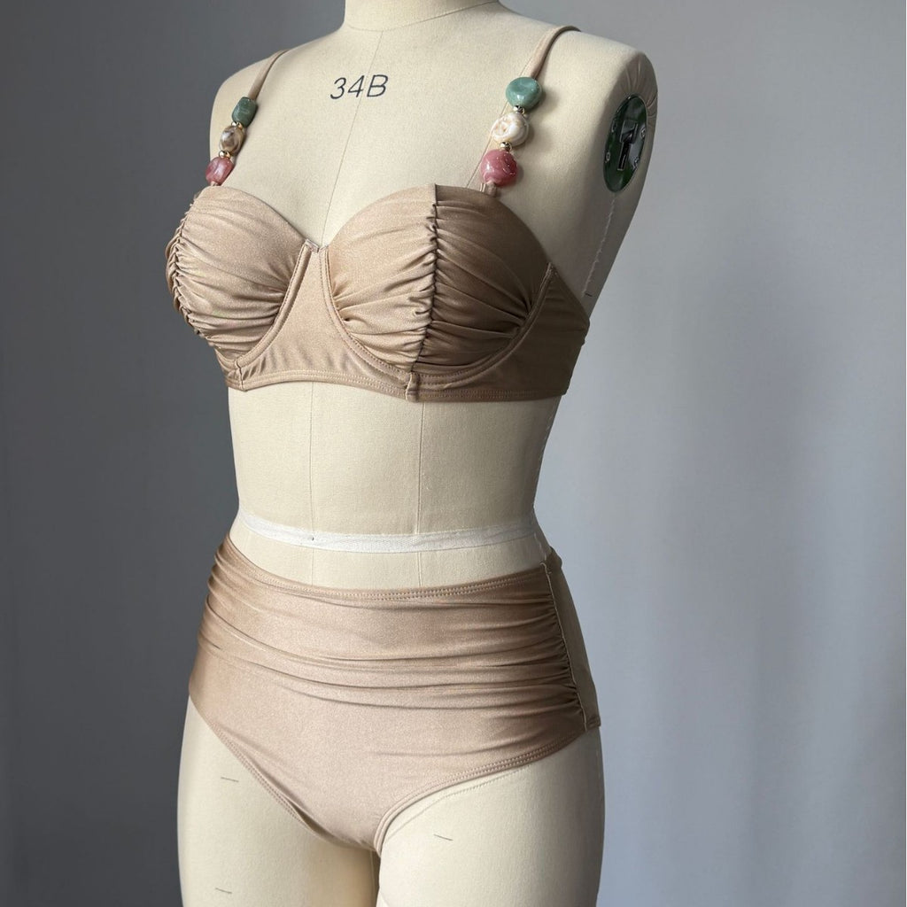 Strap Solid Color Split Swimsuit Women's Beach Bikini