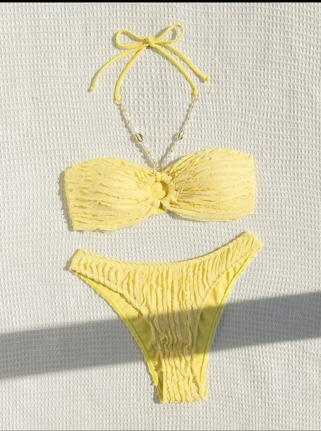 sexy bikini with pearl chain strap women's two-piece swimsuit halter neck bikini