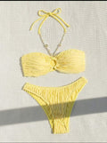 sexy bikini with pearl chain strap women's two-piece swimsuit halter neck bikini