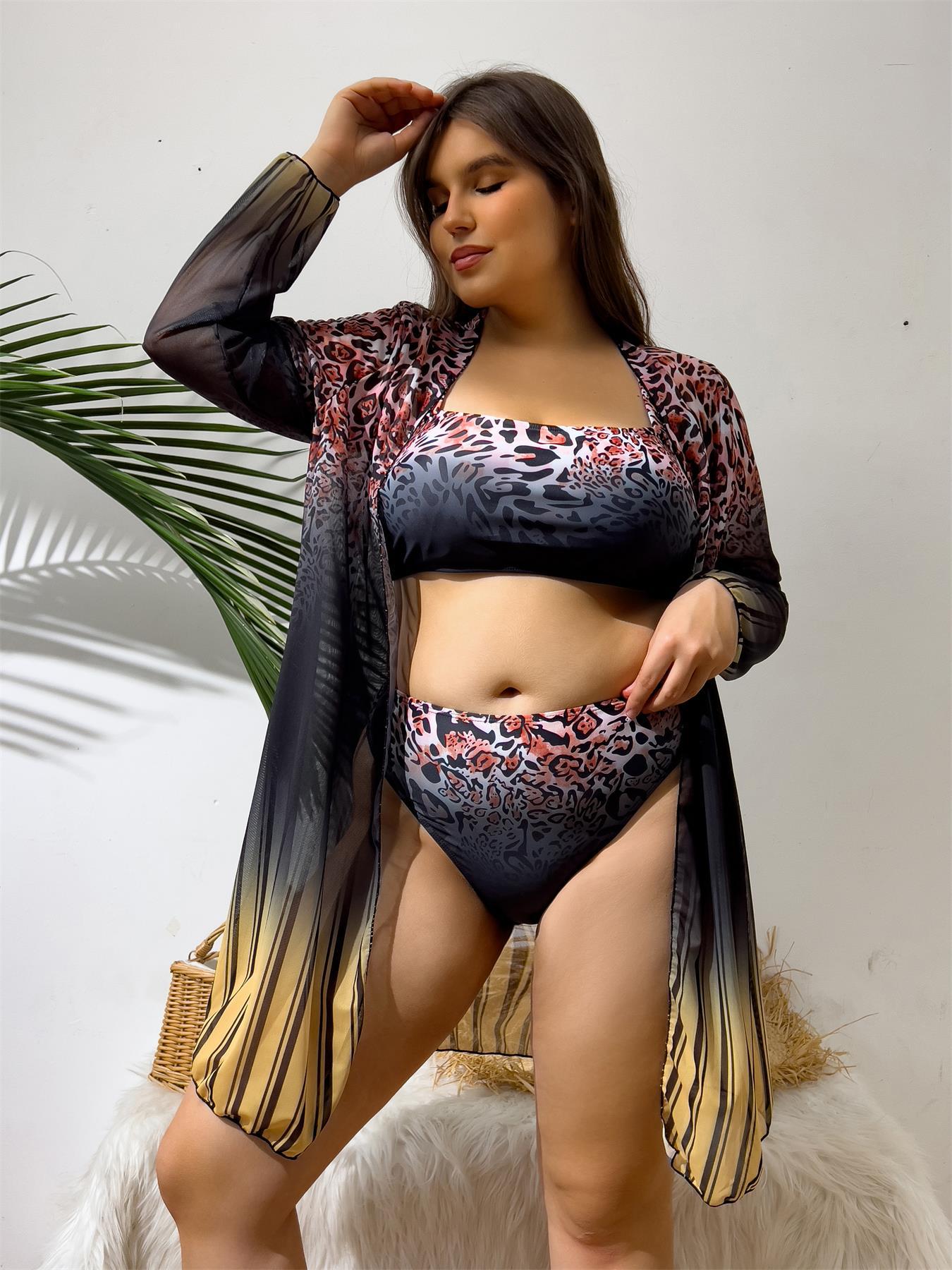 Large print three piece bikini set