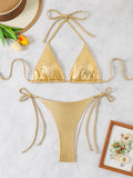Swimsuit hot stamping shiny bikini three-point style