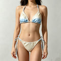 Backless Slimming Gradient Strap Neck Two-Piece Bikini for Beach Pool Hot Spring