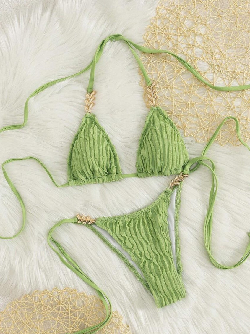 Swimwear  Female  Neckline Tie Sexy Two-Piece Three-Point Design
