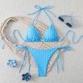 Fresh Dot Print, Strapless Halter Neck, Two-Piece Bikini Swimwear