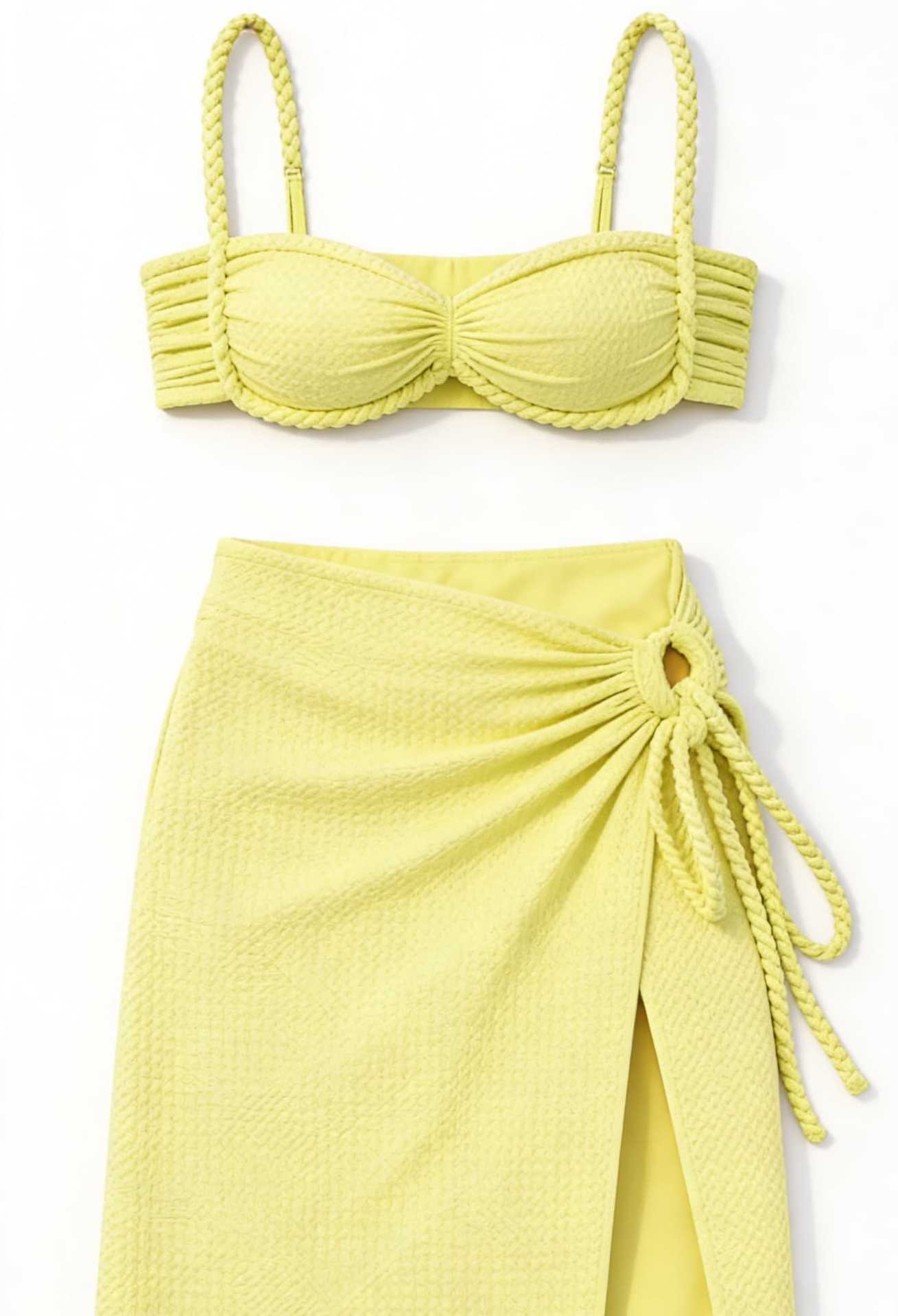 Sexy Tied Mid-Length Swimwear Three-Piece Set for Women