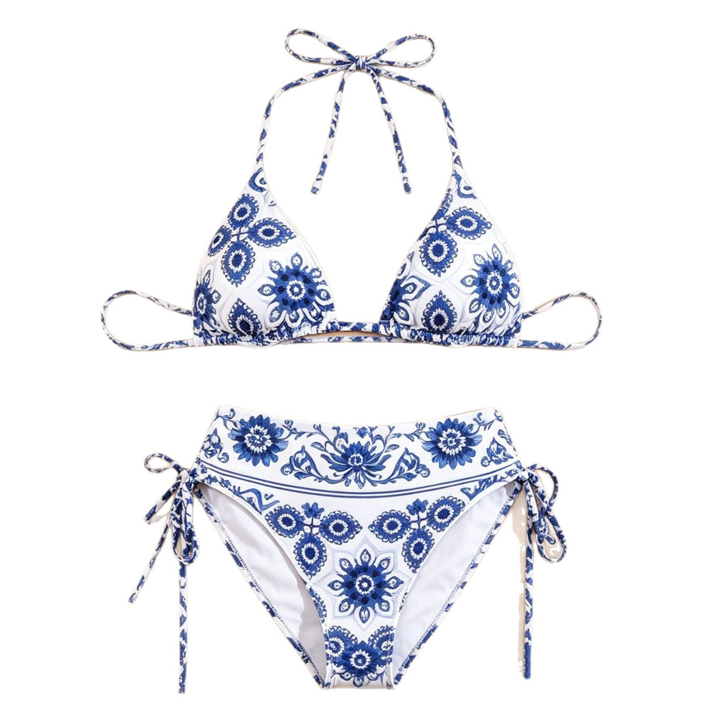 Printed Push-Up Sexy Beach Vacation Women's Tie-Back Bikini Set Separated Swimsuit