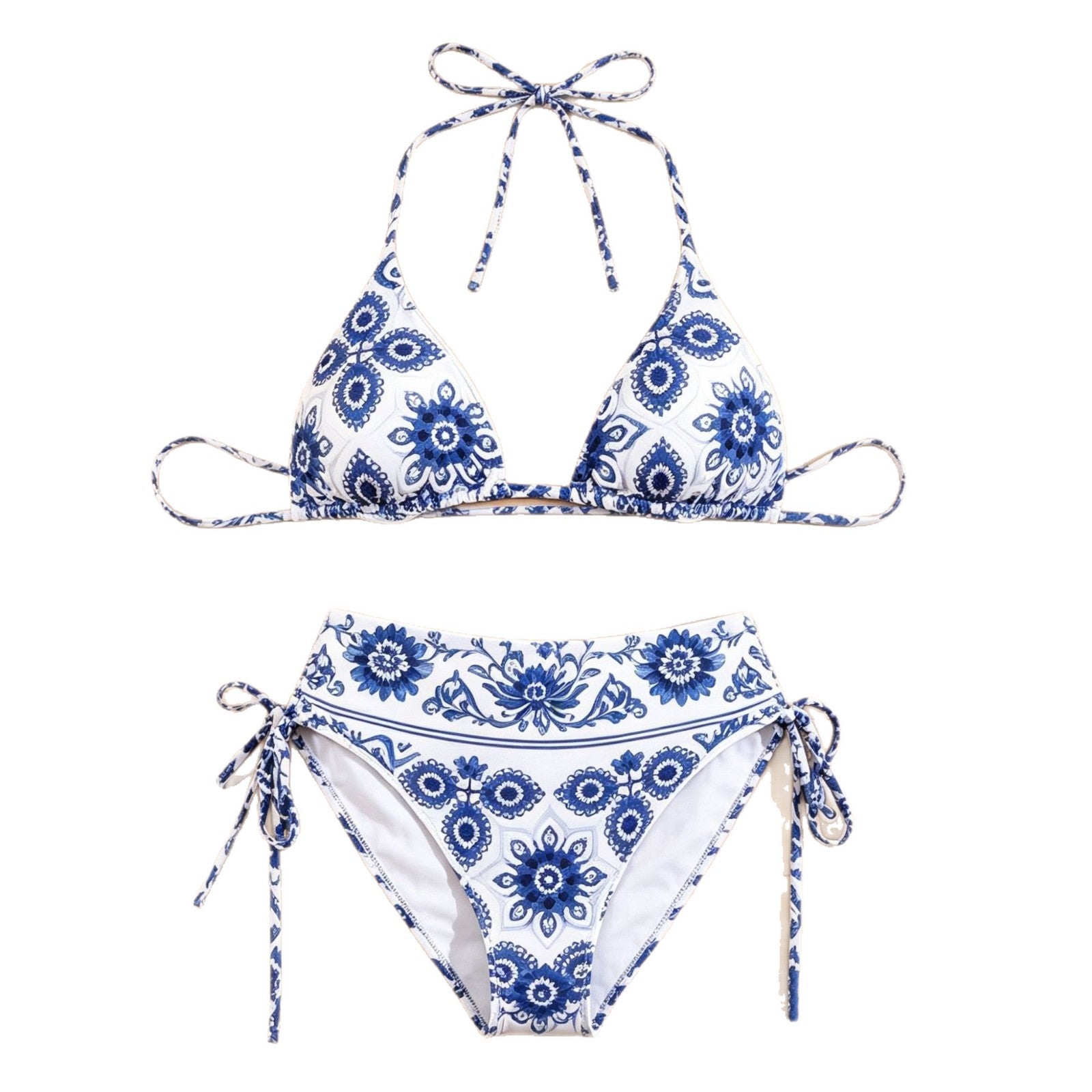 Printed Push-Up Sexy Beach Vacation Women's Tie-Back Bikini Set Separated Swimsuit