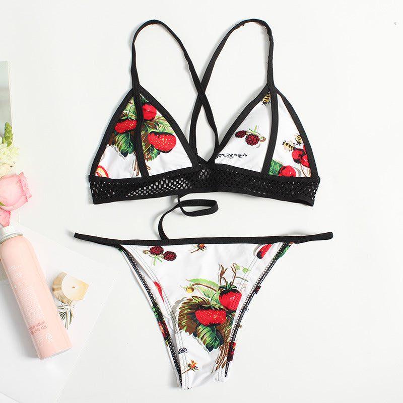 Strawberry Strap Mesh Bikini