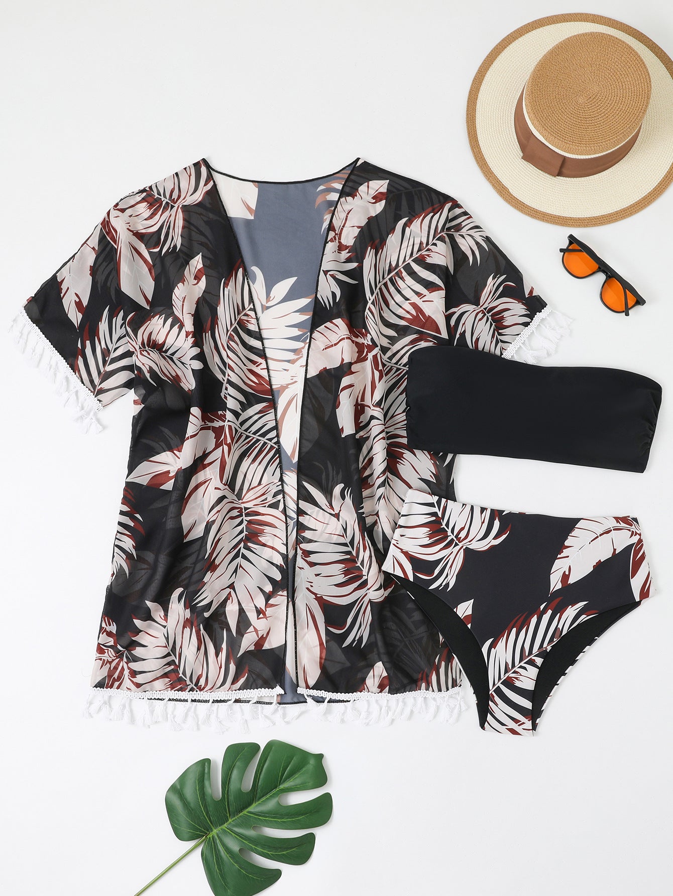 Sunscreen three piece bikini set