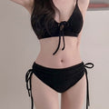 Solid Color Bikini Swimwear for Women, Two-Piece, Small Bust