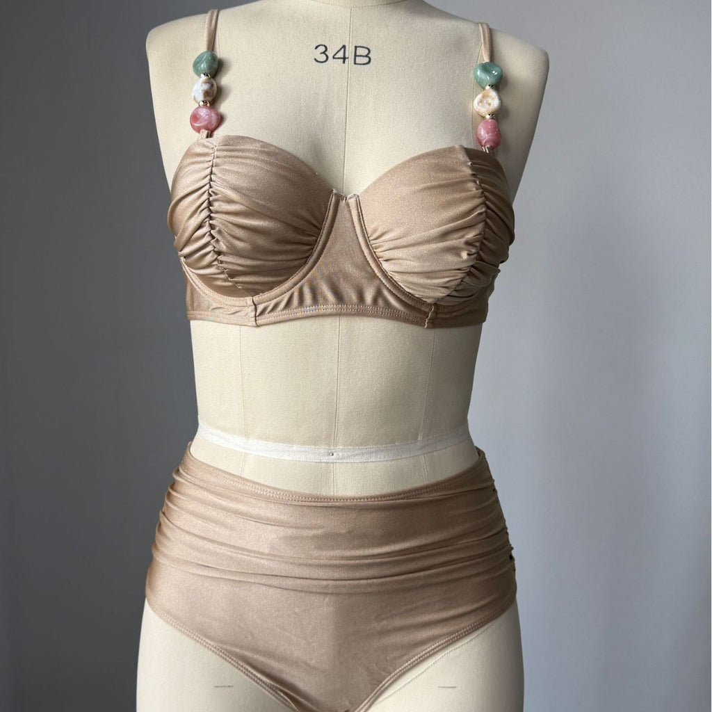 Strap Solid Color Split Swimsuit Women's Beach Bikini