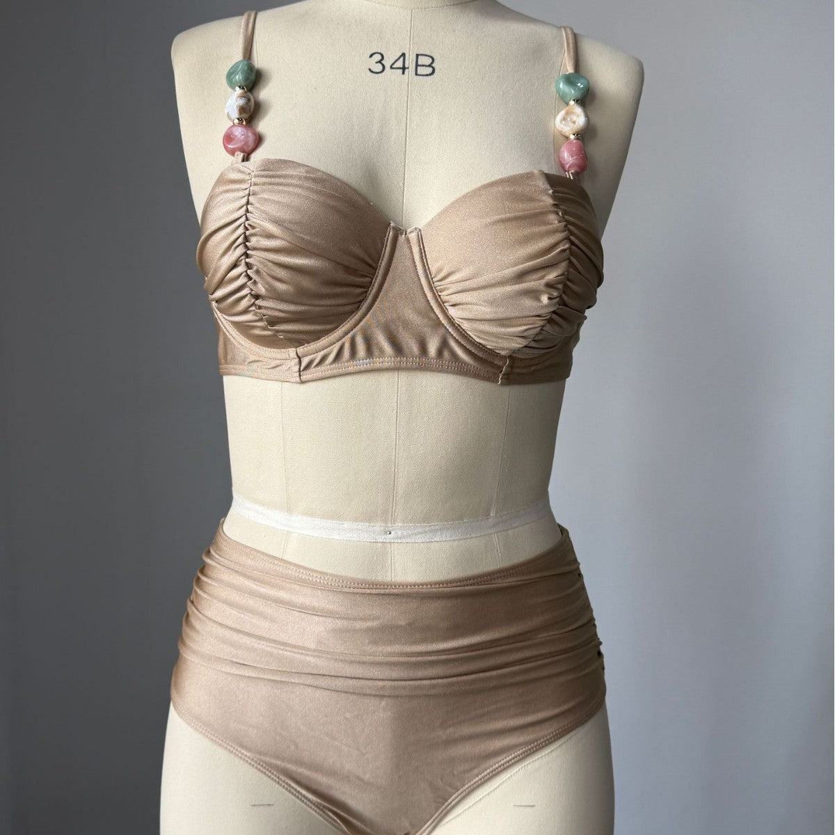 Strap Solid Color Split Swimsuit Women's Beach Bikini